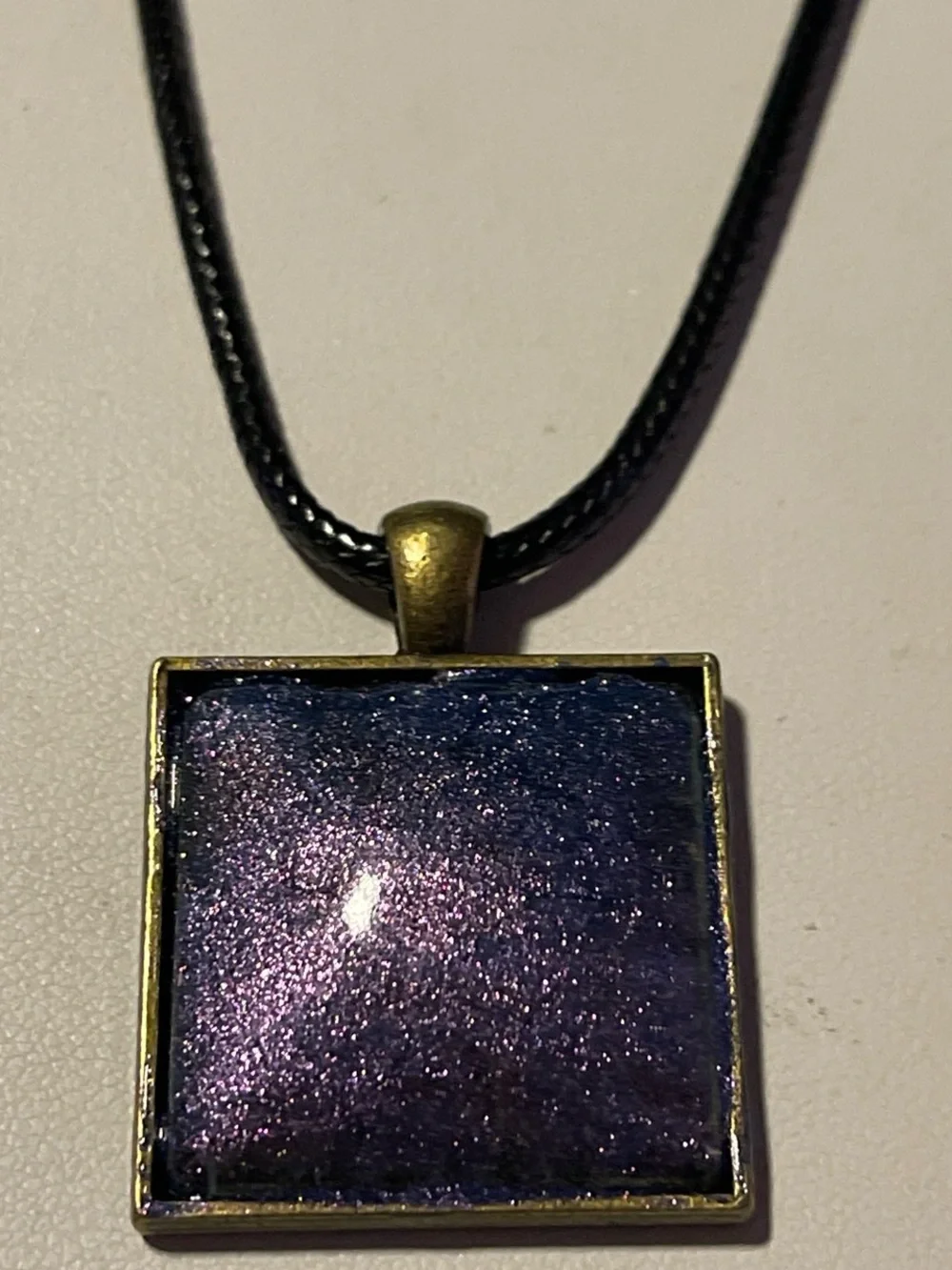 Handmade Purple Square Pendant Necklace - Unbranded